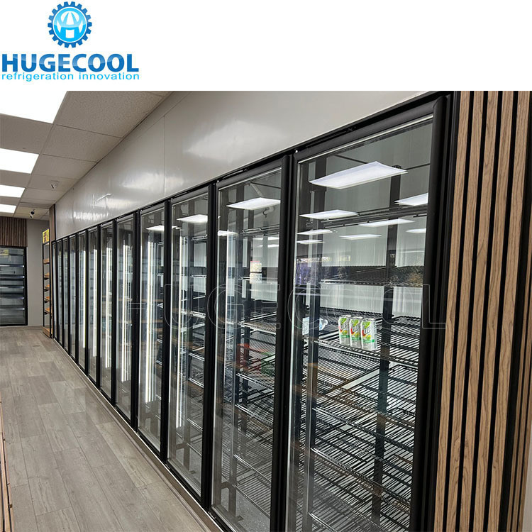 Scroll Compressor Silver Glass Door Walk In Cooler Or Freezer For Supermarket Needs