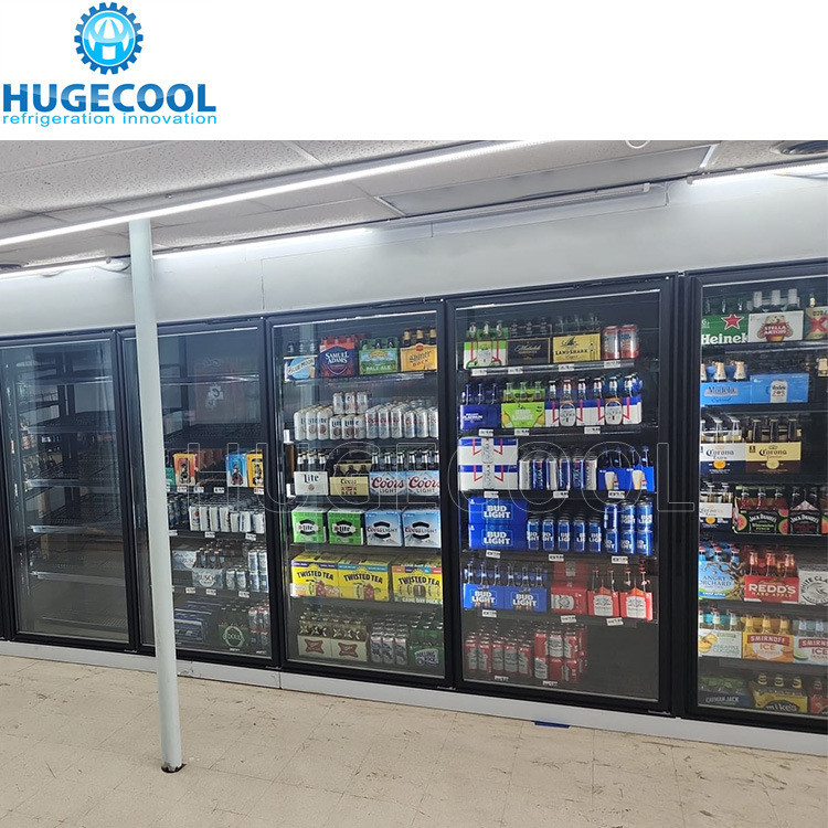 Scroll Compressor Silver Glass Door Walk In Cooler Or Freezer For Supermarket Needs