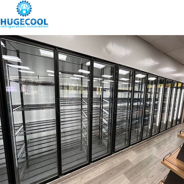 Scroll Compressor Silver Glass Door Walk In Cooler Or Freezer For Supermarket Needs